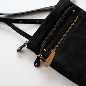 PERLINA EUC Essential Black Genuine Leather Crossbody